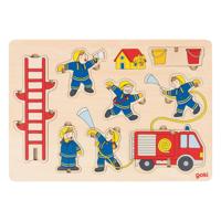 Goki houten stapelpuzzel brandweer, 8st. - thumbnail