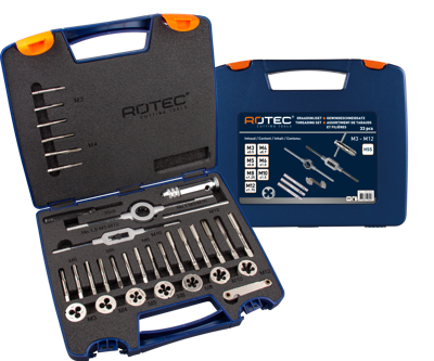 Rotec 900.2010K | Handtap- en snijplaatset | metrisch | in ABS-koffer | 33-dlg. - 900.2010K