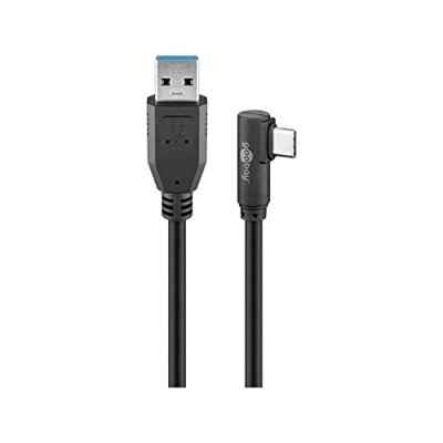 USB 3.2 GEN 1 (USB3.0) Aansluitkabel - USB-C naar USB-A - 5Gbit/s - USB adapter - OTG kabel - haaks - 0.5m - Zwart