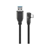 USB 3.2 GEN 1 (USB3.0) Aansluitkabel - USB-C naar USB-A - 5Gbit/s - USB adapter - OTG kabel - haaks - 0.5m - Zwart - thumbnail