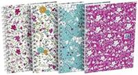 Oxford Floral softcover spiraalschrift, ft A6, 50 vel, geruit 5 mm, 4 geassorteerde designs - thumbnail