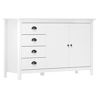 VidaXL Dressoir hill 130x40x80 cm massief grenenhout wit VidaXL Dressoir hill 130x40x80 cm massief grenenhout wit