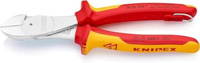 Knipex Kracht-Zijsnijtang | 200 mm Lengte | Geïsoleerd | Meercomponenten-Omhullingen | VDE-Goedgekeurd - 74 06 200 T BK Knipex Kracht-Zijsnijtang | 200 mm Lengte | Geïsoleerd | Meercomponenten-Omhullingen | VDE-Goedgekeurd - 74 06 200 T BK