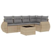 5-delige Loungeset met kussens poly rattan beige - thumbnail