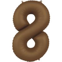 Folieballon Cijfer 8 Bruin Mat (86cm) - thumbnail