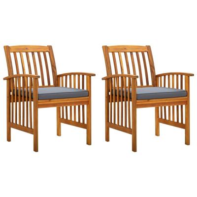 Tuinstoelen 2 st met kussens massief acaciahout