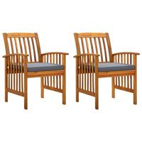 Tuinstoelen 2 st met kussens massief acaciahout - thumbnail