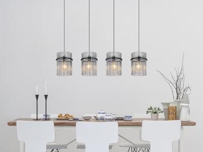 Globo Zwarte hanglampGorley met smoke glas 4-lichts - 15698-4H