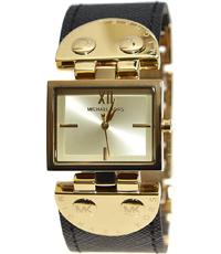 Horlogeband Michael Kors MK2370 Leder Zwart 26mm Horlogeband Michael Kors MK2370 Leder Zwart 26mm