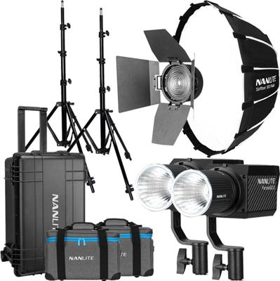 Nanlite Forza 60 II LED dual kit (w/ case, light stand, fresnel and softbox)