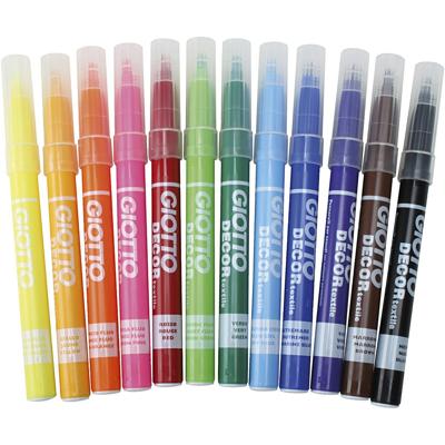 GIOTTO textielstift, lijndikte 4 mm, diverse kleuren, 12 stuk/ 1 doos