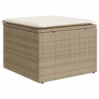 7-delige Loungeset met kussens poly rattan beige - thumbnail