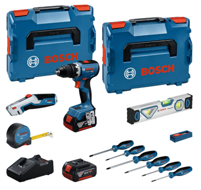 Bosch Professional GSR 18V-65 Accu schroefboormachine + handgereedschapsset 19-delig 18V 5.0Ah in L-Boxx - 0615A5007K Bosch Professional GSR 18V-65 Accu schroefboormachine + handgereedschapsset 19-delig 18V 5.0Ah in L-Boxx - 0615A5007K