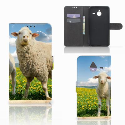 Microsoft Lumia 640 XL Telefoonhoesje met Pasjes Schaap en Lammetje Microsoft Lumia 640 XL Telefoonhoesje met Pasjes Schaap en Lammetje