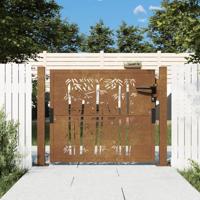 VidaXL Poort met bamboe-ontwerp 105x105 cm cortenstaal - thumbnail