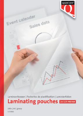 Quantore A4 lamineerhoezen glanzend 2x125 micron 100 stuks