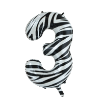 Folieballon Cijfer 3 Zebra (86cm) - thumbnail