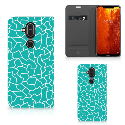 Nokia 8.1 Bookcase Cracks Blue Nokia 8.1 Bookcase Cracks Blue