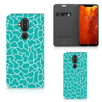 Nokia 8.1 Bookcase Cracks Blue - thumbnail