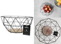 Gusta Fruitmand - Metaal - Hout - 26x25x12 cm - thumbnail