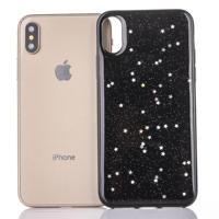 Voor iPhone X droom Sky stijl zwart Epoxy druipend + Star Glitter poeder zachte beschermende draagtas - thumbnail