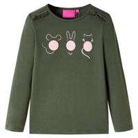 Kindershirt met lange mouwen dierenprint 104 kakikleurig - thumbnail
