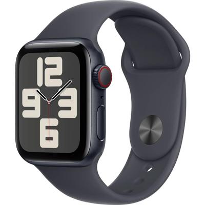 Apple Watch SE (2e gen.) GPS + Cellular 40 mm Smartwatch - Kast van middernacht aluminium - Middernacht sportbandje (M/L). Conditie en slaap bijhouden, ongelukdetectie, hartritme monitoren