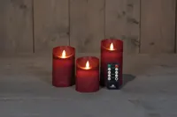 3St Kaars Bordeaux Wax Rustiek Bewegende Vlam 7,5X10/12,5/15Cm Afstandsbediening 3X3Aaa Anna's Collection - Annas collection - thumbnail