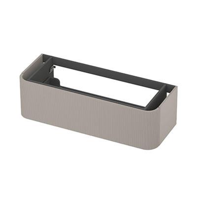 INK - Afgeronde Onderkast Gelakt 1 Lade Softclose met Gefreesd Front Tbv Grepen - 1200x450x350 Mm - Mat Kasjmier Grijs