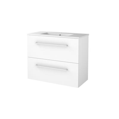 Badmeubelset BWS Salt 80x39cm Met Grepen 2 Lades Met Wastafel 1 Kraangat Ice White