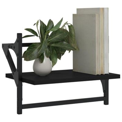 Wandschappen met stangen 2 st 40x25x30 cm zwart - thumbnail