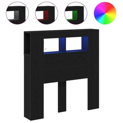 LED Hoofdbord Zwart Eiken 100 x 18,5 x 103,5 cm Bewerkt hout