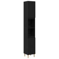 Badkamerkast Zwart Eiken 30 x 30 x 190 cm Bewerkt hout - thumbnail