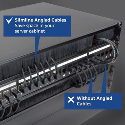 ACT Zwarte 5 meter U/UTP CAT6A LSZH slimline patchkabel met RJ45 connectoren. recht naar 90° haaks - thumbnail