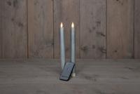 Anna&apos;s Collection LED dinerkaars flame effect rustiek 23 cm zilver 2 stuks - thumbnail