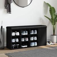 Schoenenbank 102x32x50 cm bewerkt hout zwart - thumbnail