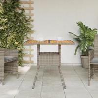Tuintafel met acaciahouten blad 80x80x75 cm poly rattan grijs - thumbnail