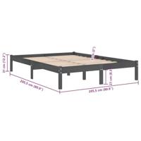Bedframe massief grenenhout grijs 200x200 cm - thumbnail