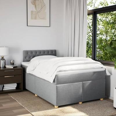 Boxspring met matras stof lichtgrijs 120x200 cm