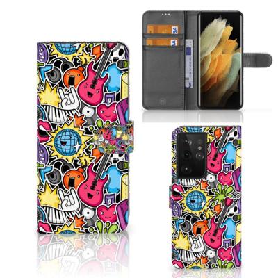 Samsung Galaxy S21 Ultra | Wallet Case | met Pasjes | Punk Rock Samsung Galaxy S21 Ultra | Wallet Case | met Pasjes | Punk Rock