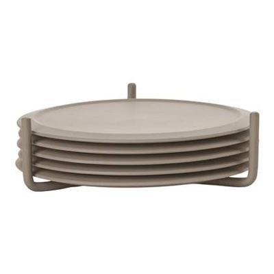 Zone Denmark Singles Onderzetters 6 st. met Houder - Taupe