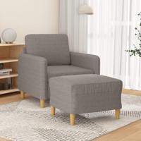 Fauteuil met voetenbank 60 cm stof taupe - thumbnail