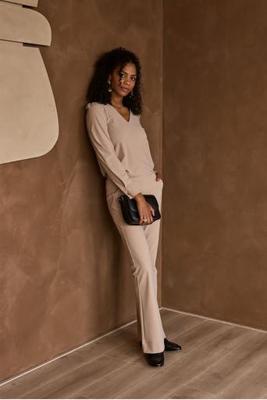 Studio Anneloes Flair Bonded Trousers 94800 Flared 2200 Latte