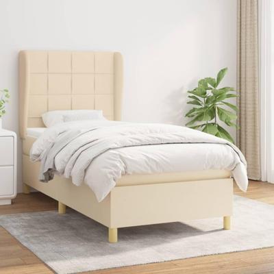 Boxspring met matras stof crèmekleurig 80x200 cm