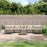 8-delige Loungeset met kussens poly rattan antracietkleurig - thumbnail