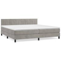 Boxspring met matras fluweel lichtgrijs 200x200 cm - thumbnail