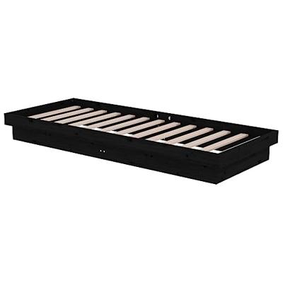 Bedframe massief hout zwart 75x190 cm 2FT6 Small Single Bedframe massief hout zwart 75x190 cm 2FT6 Small Single