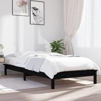 Bedframe massief grenenhout zwart 90x200 cm - thumbnail