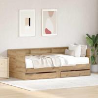 Dagbedframe met lades artisanaal eikenkleurig 90 x 190 cm - thumbnail