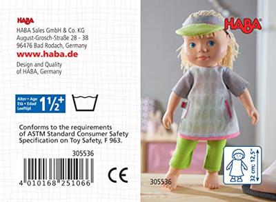 Haba kledingset Sporttijd 32 cm polyester groen/grijs 3-delig